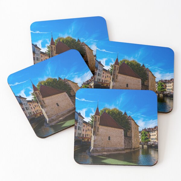 Item preview, View of River Thiou and Palais de L'isle in Vieille Ville in Beautiful Old Medieval Town in a Sunny Summer Day with Blue Sky and Clouds in Annecy designed and sold by Mats Silvan.