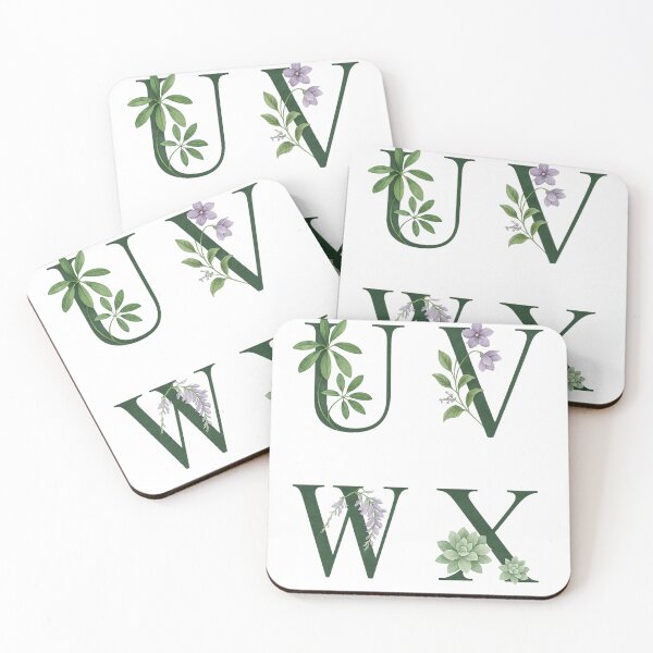 Item preview, UVWX Floral Letters – Botanical Alphabet Art with Succulents & Wildflowers designed and sold by astersgraphics.