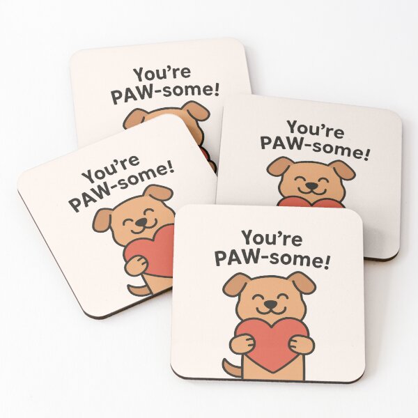 Item preview, You’re PAW-some – Cute Dog Holding Heart Valentine Illustration designed and sold by Ombrya.