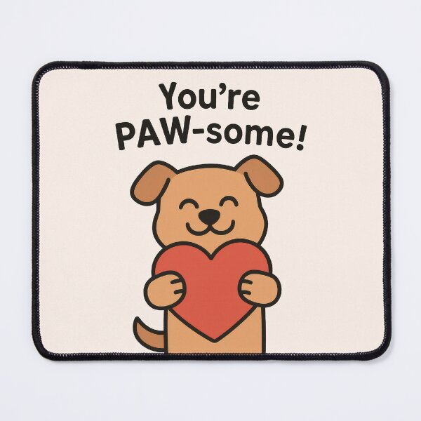 Item preview, You’re PAW-some – Cute Dog Holding Heart Valentine Illustration designed and sold by Ombrya.