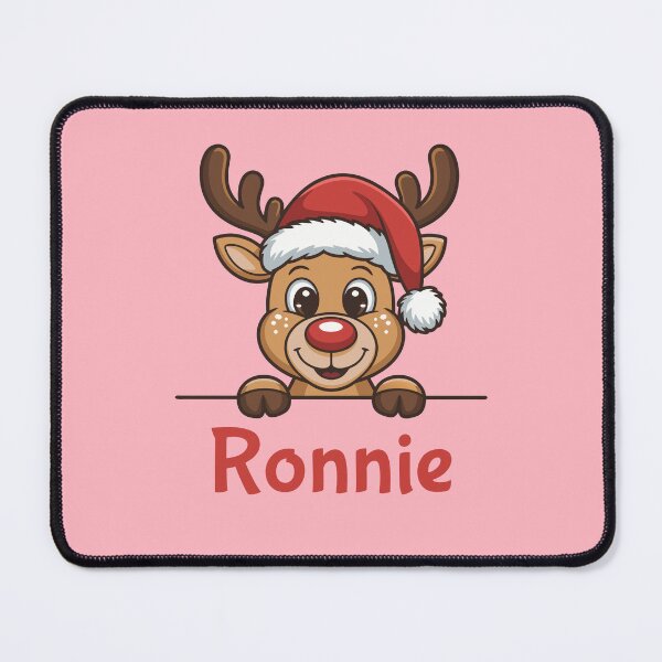 Item preview, Ronnie Cute Christmas Reindeer Graphic with Santa Hat | Personalized Holiday Gift Idea designed and sold by 89BLACK.