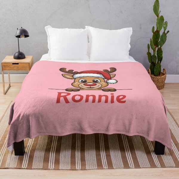 Item preview, Ronnie Cute Christmas Reindeer Graphic with Santa Hat | Personalized Holiday Gift Idea designed and sold by 89BLACK.