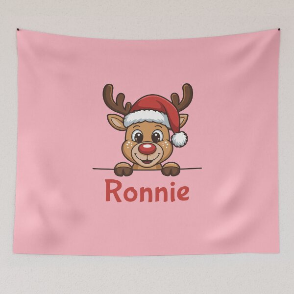 Item preview, Ronnie Cute Christmas Reindeer Graphic with Santa Hat | Personalized Holiday Gift Idea designed and sold by 89BLACK.