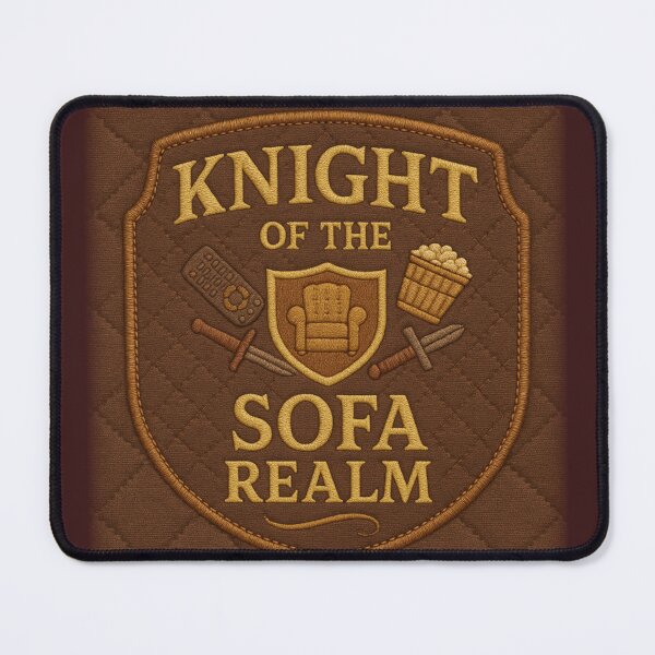 Item preview, Knight of the Sofa Realm • Lazy Fantasy Crest Patch Design designed and sold by fairmaiden7.