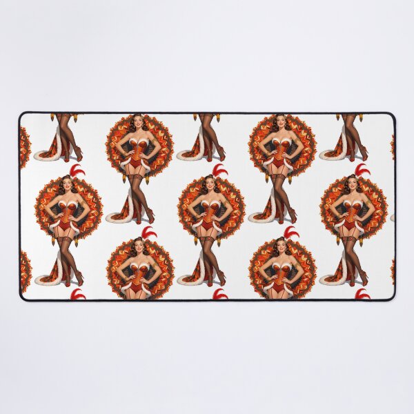 Item preview, Thanksgiving Turkey Showgirl Pinup — Vintage Burlesque Pin-Up Art Print designed and sold by Lightning-Lace.