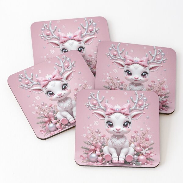 Item preview, Magical Pink Reindeer Charm – Whimsical Holiday Cutie in Festive Pastel Style designed and sold by PixelVibe782.