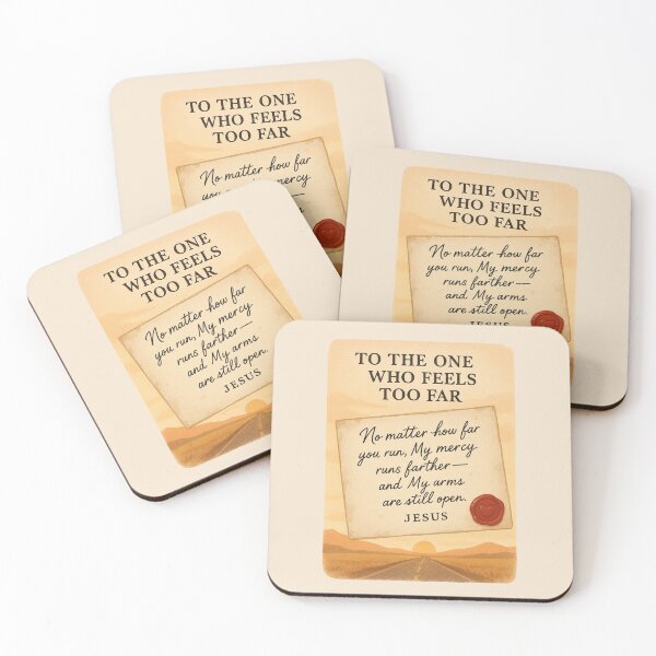 Item preview, To the One Who Feels Too Far – Jesus Mercy Letter Design in Warm Sunrise Tones designed and sold by astersgraphics.