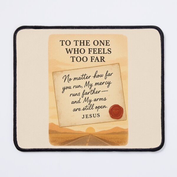 Item preview, To the One Who Feels Too Far – Jesus Mercy Letter Design in Warm Sunrise Tones designed and sold by astersgraphics.