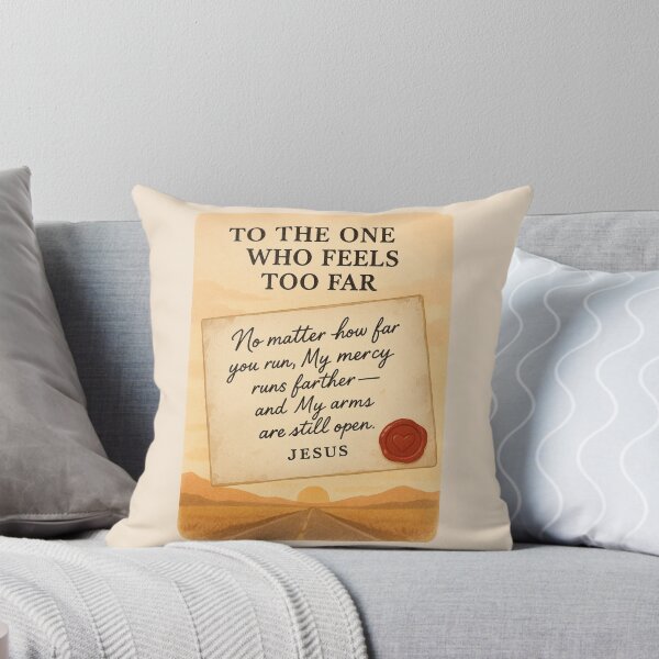 Item preview, To the One Who Feels Too Far – Jesus Mercy Letter Design in Warm Sunrise Tones designed and sold by astersgraphics.