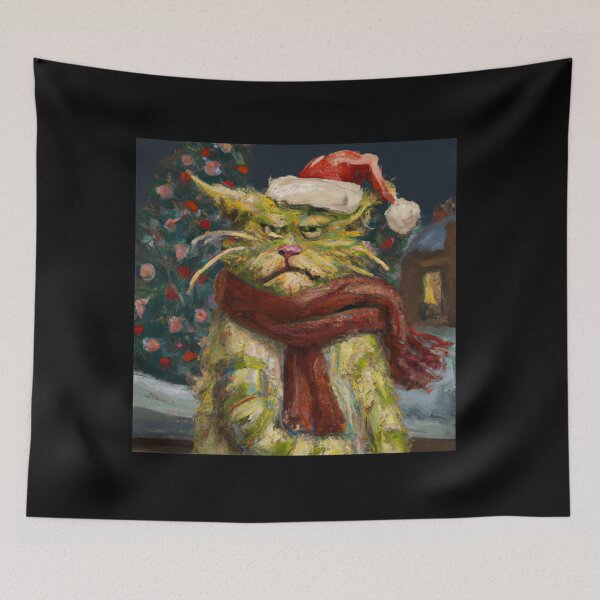 Item preview, Grinch Cat Funny Christmas How the grinch stole christmas Water Color Art designed and sold by Anaya Jovani.