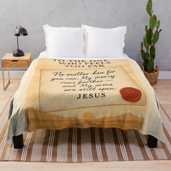 Item preview, To the One Who Feels Too Far – Jesus Handwritten Letter Quote with Desert Road and Sunrise designed and sold by astersgraphics.