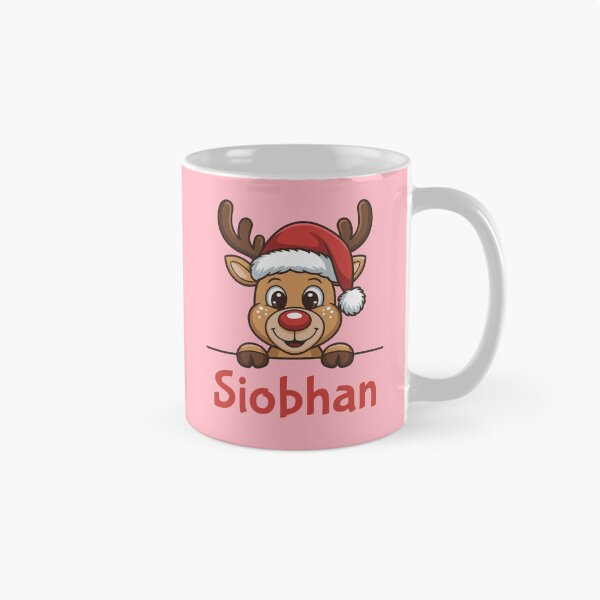 Artikelvorschau, Niedliche Weihnachts-Rentier-Grafik von Siobhan mit Weihnachtsmannmütze | Personalisierte Geschenkidee für Weihnachten entworfen und verkauft von 89BLACK.