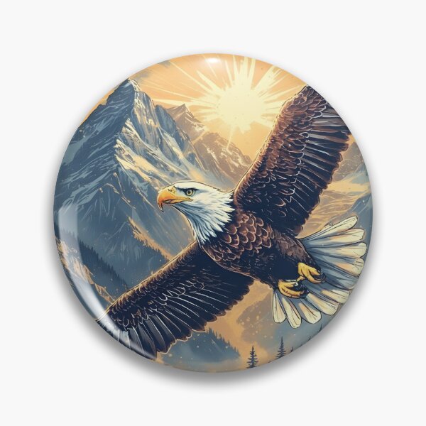 Item preview, Hyper-Realistic Bald Eagle Soaring Over Mountains – Dramatic Sun Ray Wildlife T-Shirt designed and sold by NatureNookTees.