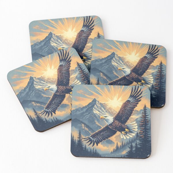 Item preview, Hyper-Realistic Bald Eagle Soaring Over Mountains – Dramatic Sun Ray Wildlife T-Shirt designed and sold by NatureNookTees.