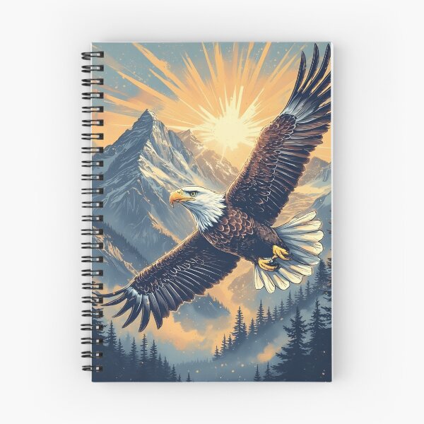 Item preview, Hyper-Realistic Bald Eagle Soaring Over Mountains – Dramatic Sun Ray Wildlife T-Shirt designed and sold by NatureNookTees.