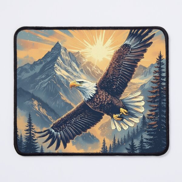 Item preview, Hyper-Realistic Bald Eagle Soaring Over Mountains – Dramatic Sun Ray Wildlife T-Shirt designed and sold by NatureNookTees.