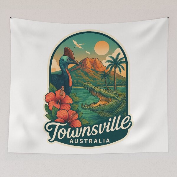 Item preview,  Townsville Australia with Cassowary and Magnetic Island View designed and sold by Places On Earth.