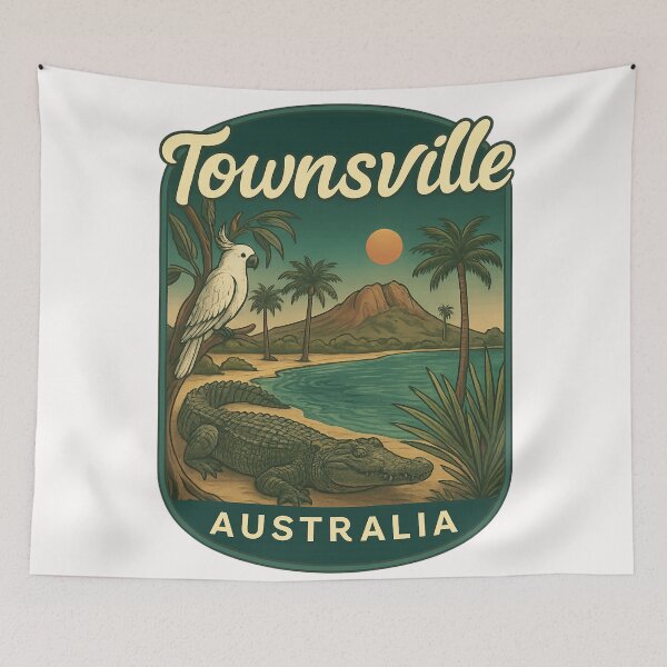 Item preview,  Townsville Australia with Cockatoo and Beach Lagoon designed and sold by Places On Earth.