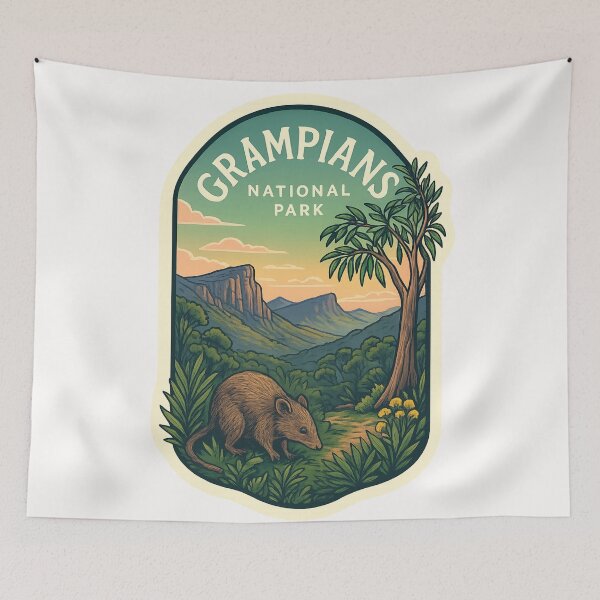 Item preview,  Grampians National Park with Quokka and Eucalyptus Forest designed and sold by Places On Earth.
