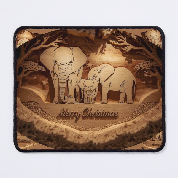 Item preview, Elephant Family Carved Christmas – Symbolic Warmth designed and sold by SavannaStrikes.