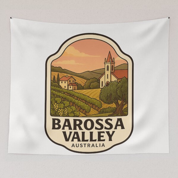 Item preview,  Barossa Valley Australia with Vineyard and Hillside Church designed and sold by Places On Earth.