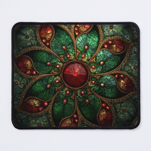Item preview, Stained Glass Christmas Red Gem Jade Pattern designed and sold by GrinGalore.