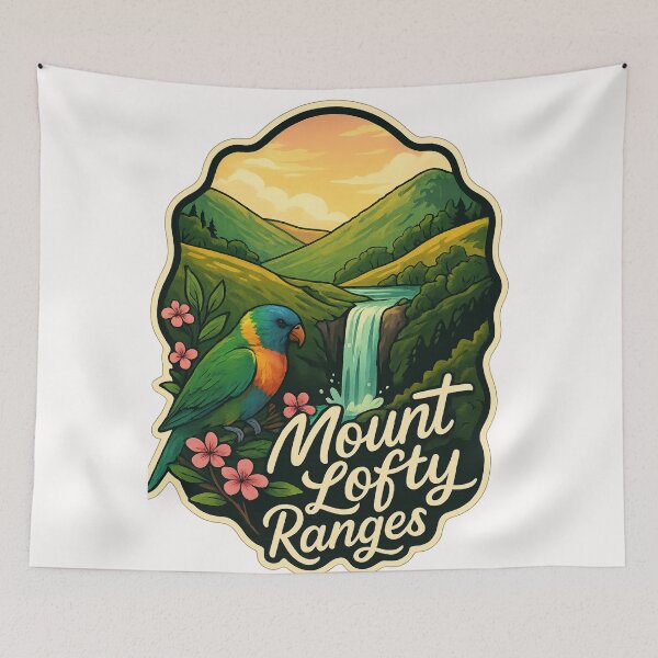 Item preview,  Mount Lofty Ranges with Rainbow Lorikeet and Waterfall designed and sold by Places On Earth.