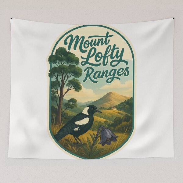 Item preview,  Mount Lofty Ranges with Magpie and Hillside Chapel designed and sold by Places On Earth.