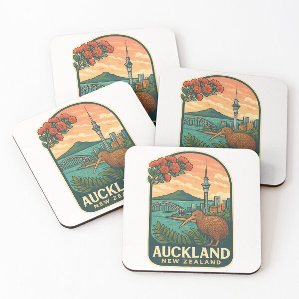 Item preview,  Auckland New Zealand with Kiwi Bird and Harbour Bridge designed and sold by Places On Earth.