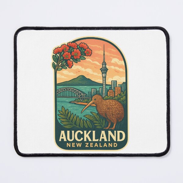 Item preview,  Auckland New Zealand with Kiwi Bird and Harbour Bridge designed and sold by Places On Earth.