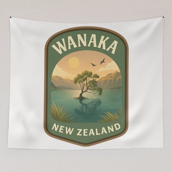 Item preview,  Wanaka New Zealand with Iconic Lake Tree and Sunset Sky designed and sold by Places On Earth.