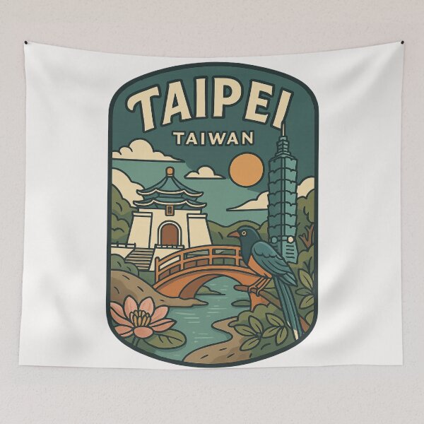 Item preview,  Taipei Taiwan with Taipei 101 and Formosan Magpie designed and sold by Places On Earth.