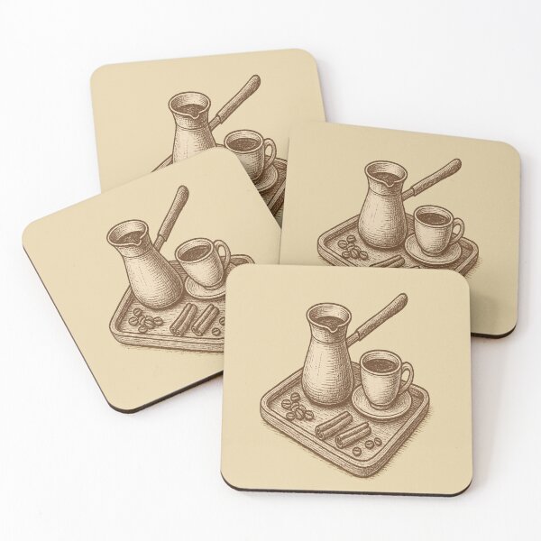 Item preview, Vintage Turkish Coffee Setup – Rustic Sketch Art for Coffee Lovers designed and sold by Globalcitytees.