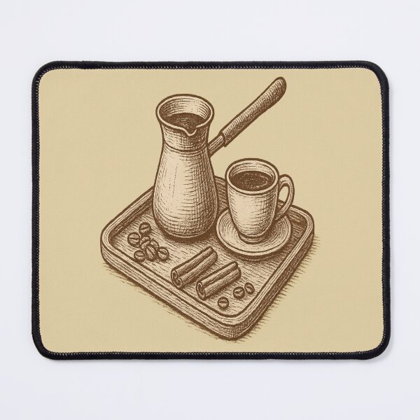 Item preview, Vintage Turkish Coffee Setup – Rustic Sketch Art for Coffee Lovers designed and sold by Globalcitytees.