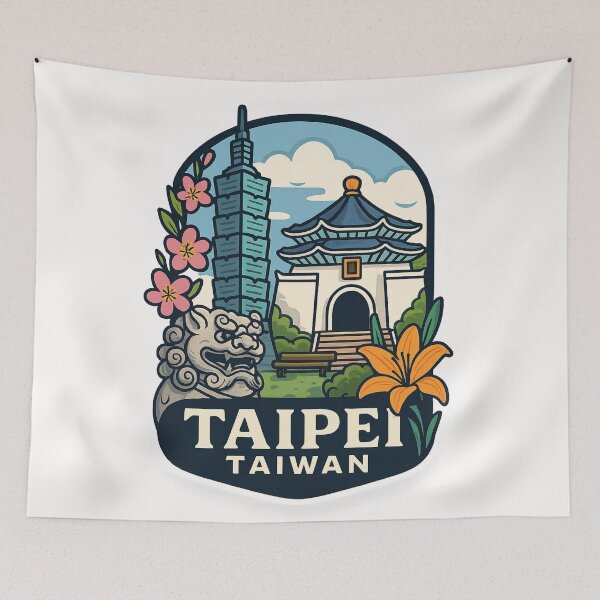 Item preview,  Taipei Taiwan with Chiang Kai-shek Memorial and Taipei 101 designed and sold by Places On Earth.