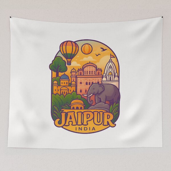 Item preview,  Jaipur India with City Palaces and Hot Air Balloons designed and sold by Places On Earth.