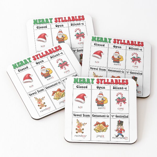 Item preview, Merry Syllables Teacher Xmas Syllable Types Educational Kids designed and sold by pansak.