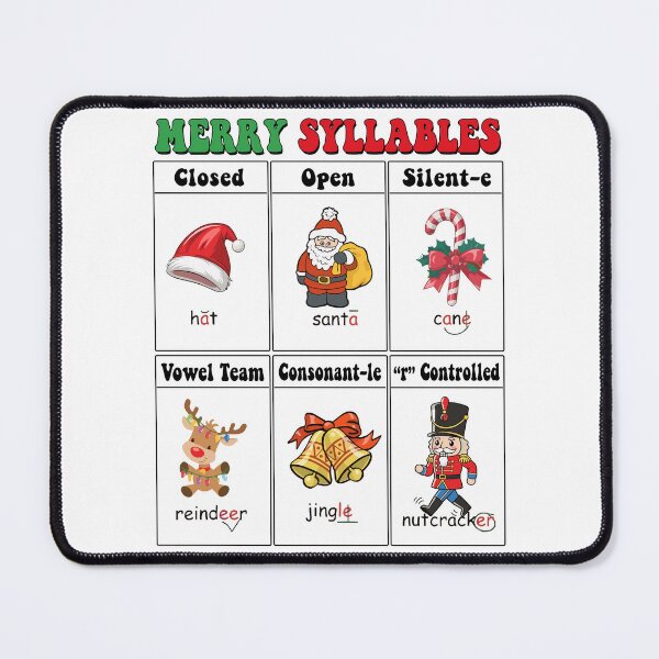 Item preview, Merry Syllables Teacher Xmas Syllable Types Educational Kids designed and sold by pansak.