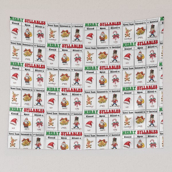 Item preview, Merry Syllables Teacher Xmas Syllable Types Educational Kids designed and sold by pansak.