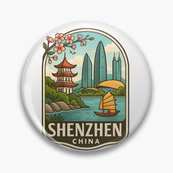 Item preview,  Shenzhen China with Skyline and Pagoda by the Water designed and sold by Places On Earth.