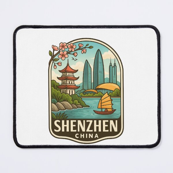 Item preview, Shenzhen China with Skyline and Pagoda by the Water designed and sold by Places On Earth.
