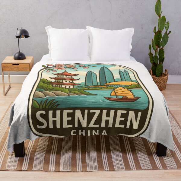 Item preview,  Shenzhen China with Skyline and Pagoda by the Water designed and sold by Places On Earth.
