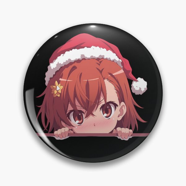 Item preview, Certain Scientific Misaka Mikoto Railgun Anime Girl Chibi Kawaii Christmas Peeker Sparkling Holiday Peeking Moment designed and sold by TorbenKuhano.