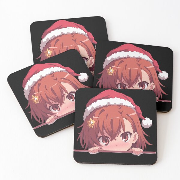 Item preview, Certain Scientific Misaka Mikoto Railgun Anime Girl Chibi Kawaii Christmas Peeker Sparkling Holiday Peeking Moment designed and sold by TorbenKuhano.
