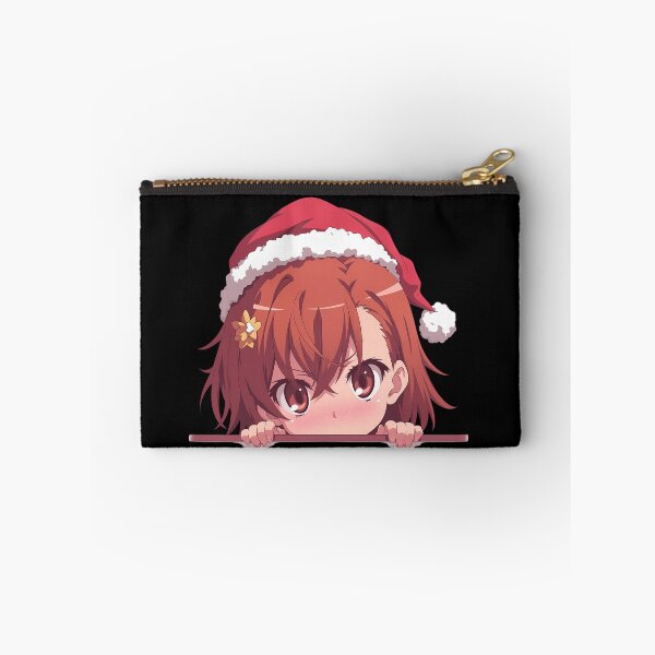 Item preview, Certain Scientific Misaka Mikoto Railgun Anime Girl Chibi Kawaii Christmas Peeker Sparkling Holiday Peeking Moment designed and sold by TorbenKuhano.