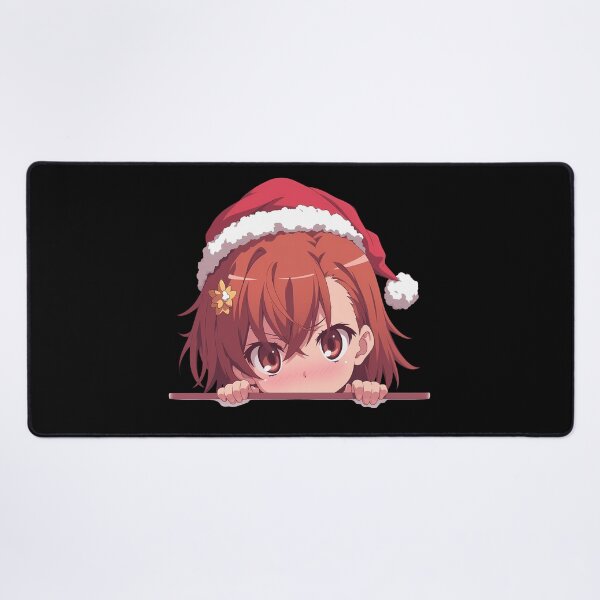 Item preview, Certain Scientific Misaka Mikoto Railgun Anime Girl Chibi Kawaii Christmas Peeker Sparkling Holiday Peeking Moment designed and sold by TorbenKuhano.