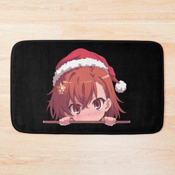 Item preview, Certain Scientific Misaka Mikoto Railgun Anime Girl Chibi Kawaii Christmas Peeker Sparkling Holiday Peeking Moment designed and sold by TorbenKuhano.