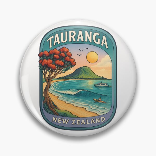 Item preview,  Tauranga New Zealand with Pohutukawa Tree and Mount Maunganui designed and sold by Places On Earth.