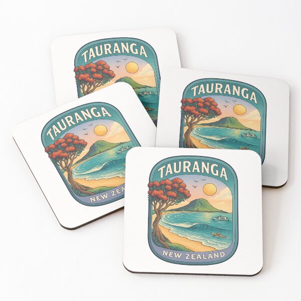 Item preview,  Tauranga New Zealand with Pohutukawa Tree and Mount Maunganui designed and sold by Places On Earth.