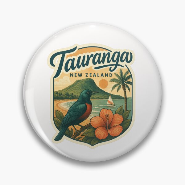 Item preview, Tauranga New Zealand with Tui Bird and Mount Maunganui designed and sold by Places On Earth.